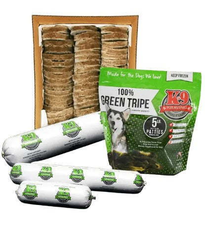 K-9 Kraving Beef Green Tripe - 5 lb Rolls Full Shipping Box w/ Dry Ice (8 Rolls)