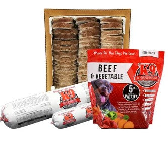 K-9 Kraving Beef & Vegetable - 5 lb Rolls Full Shipping Box w/ Dry Ice (8 Rolls)