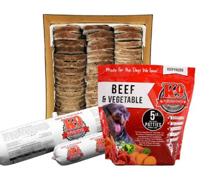 K-9 Kraving Beef & Vegetable -4 oz Patties/5 lb Bag