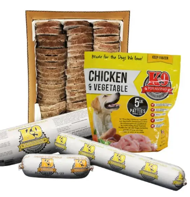K-9 Kraving Chicken & Vegetable - 1 lb Roll Full Shipping Box w/ Dry Ice (35 Rolls, 2 Blocks Dry Ice)