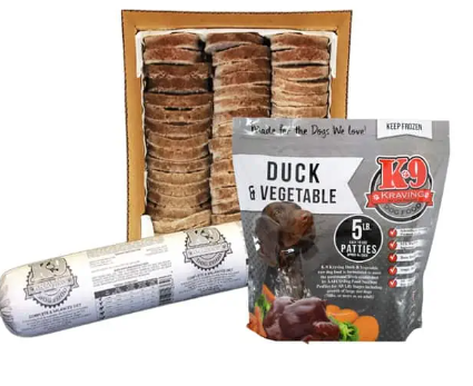 K-9 Kraving Duck & Vegetable - 5 lb Rolls Full Shipping Box w/ Dry Ice (8 Rolls)