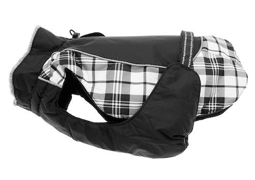 Doggie Design Alpine All-Weather Dog Coat - Black and White Plaid