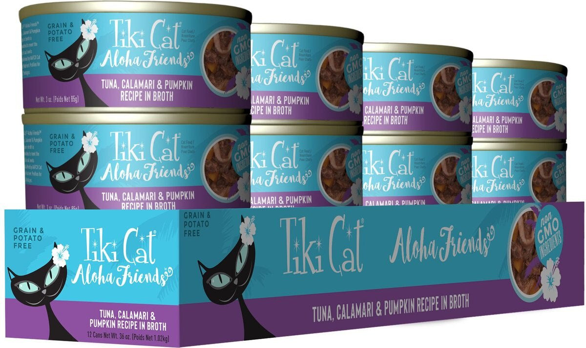 Tiki Cat Aloha Friends Tuna, Calamari & Pumpkin Recipe - 3oz. / 12 Can Case