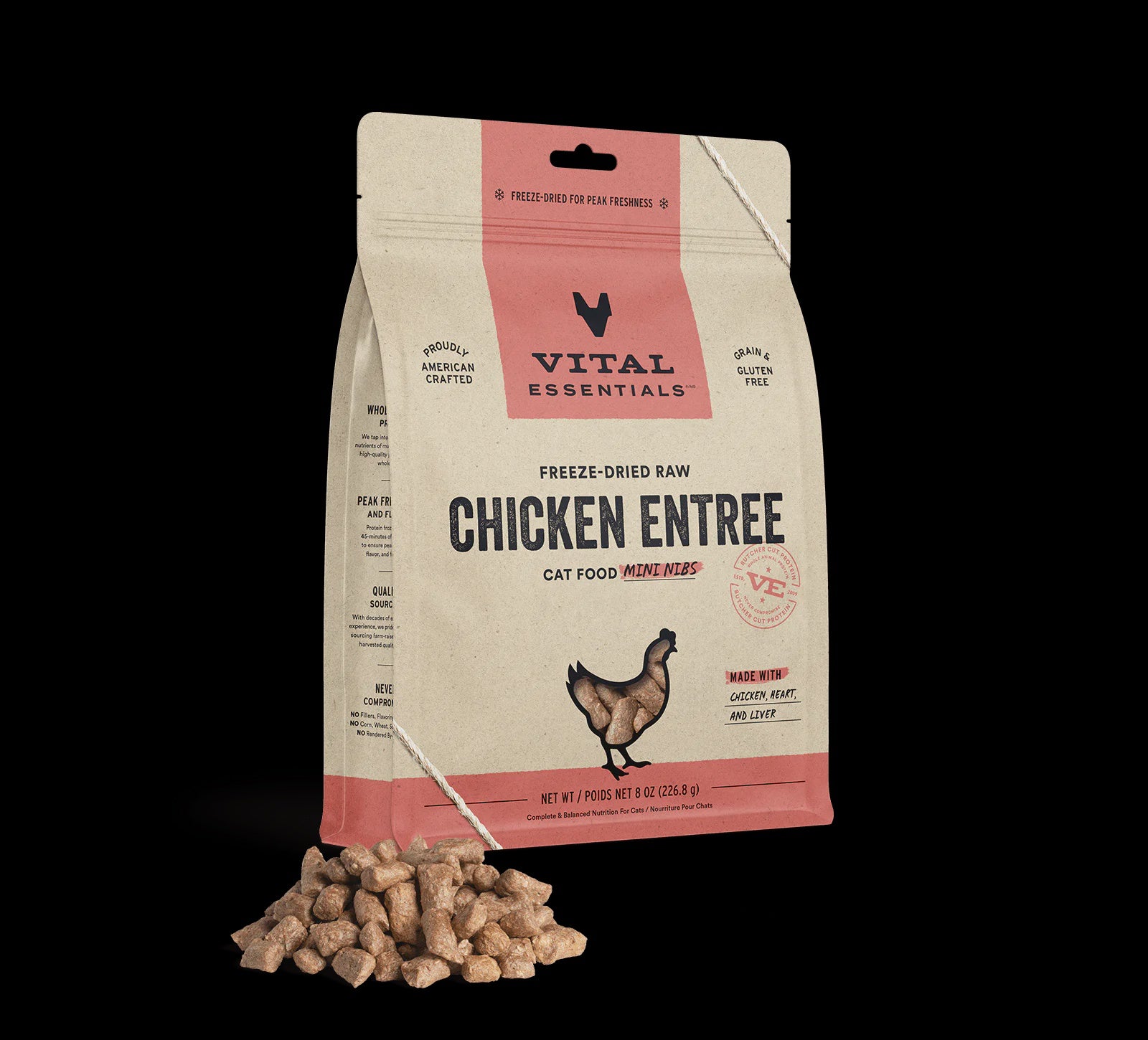 Vital Essentials Freeze-Dried Raw Cat Mini Nibs Chicken Entree