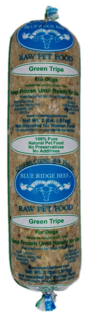 Blue Ridge Beef-Green Tripe (HPP)- 2 lb Rolls Full Shipping Box w/ NO Dry Ice (22 Rolls)