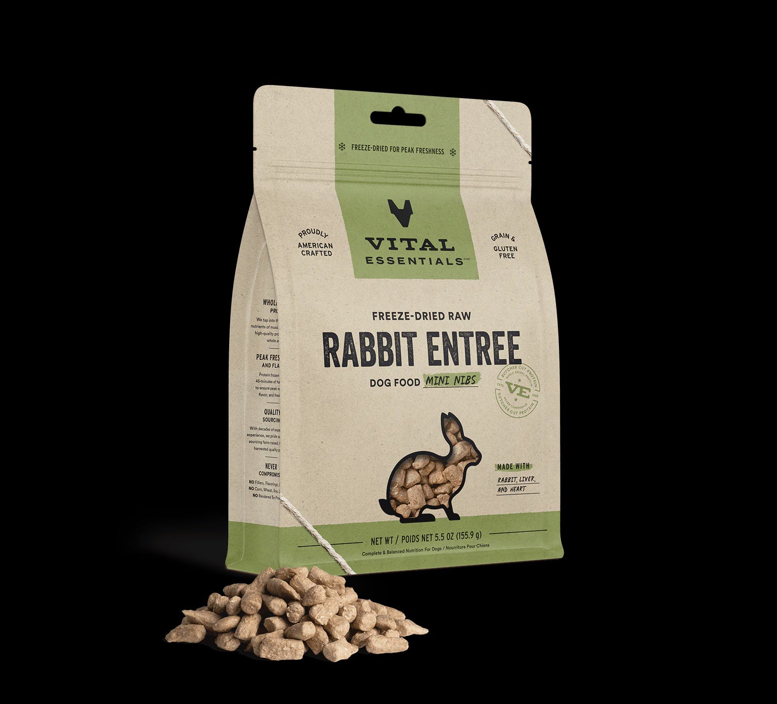 Vital Essentials Freeze-Dried Raw Dog Food Mini Nibs Rabbit Entree