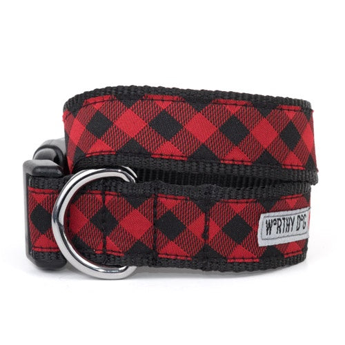 The Worthy Dog Collar - Red Buffalo Plaid
