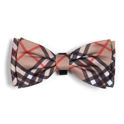 The Worthy Dog Bow Tie - Bias Tan Plaid