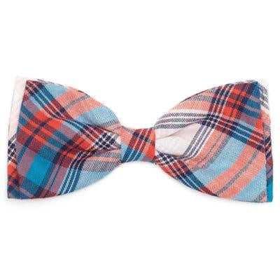 The Worthy Dog Bow Tie - Cornflower Blue & Red Plaid