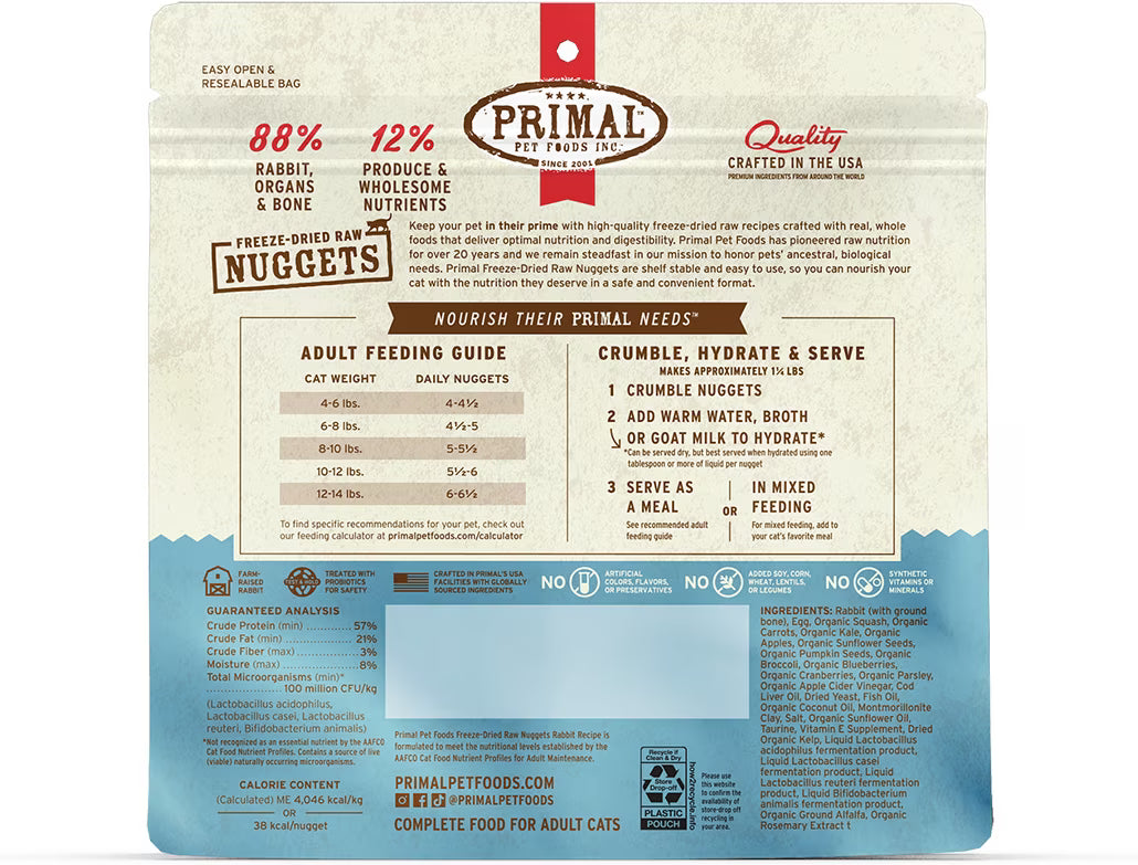 Primal Cat Freeze Dried Nuggets - Rabbit