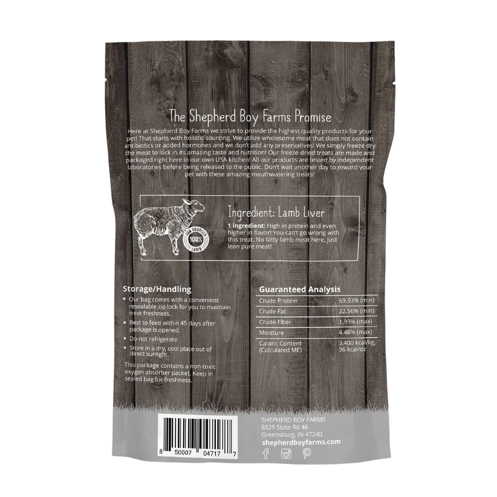 Shepherd Boy Farms Freeze Dried Lamb Liver 3oz