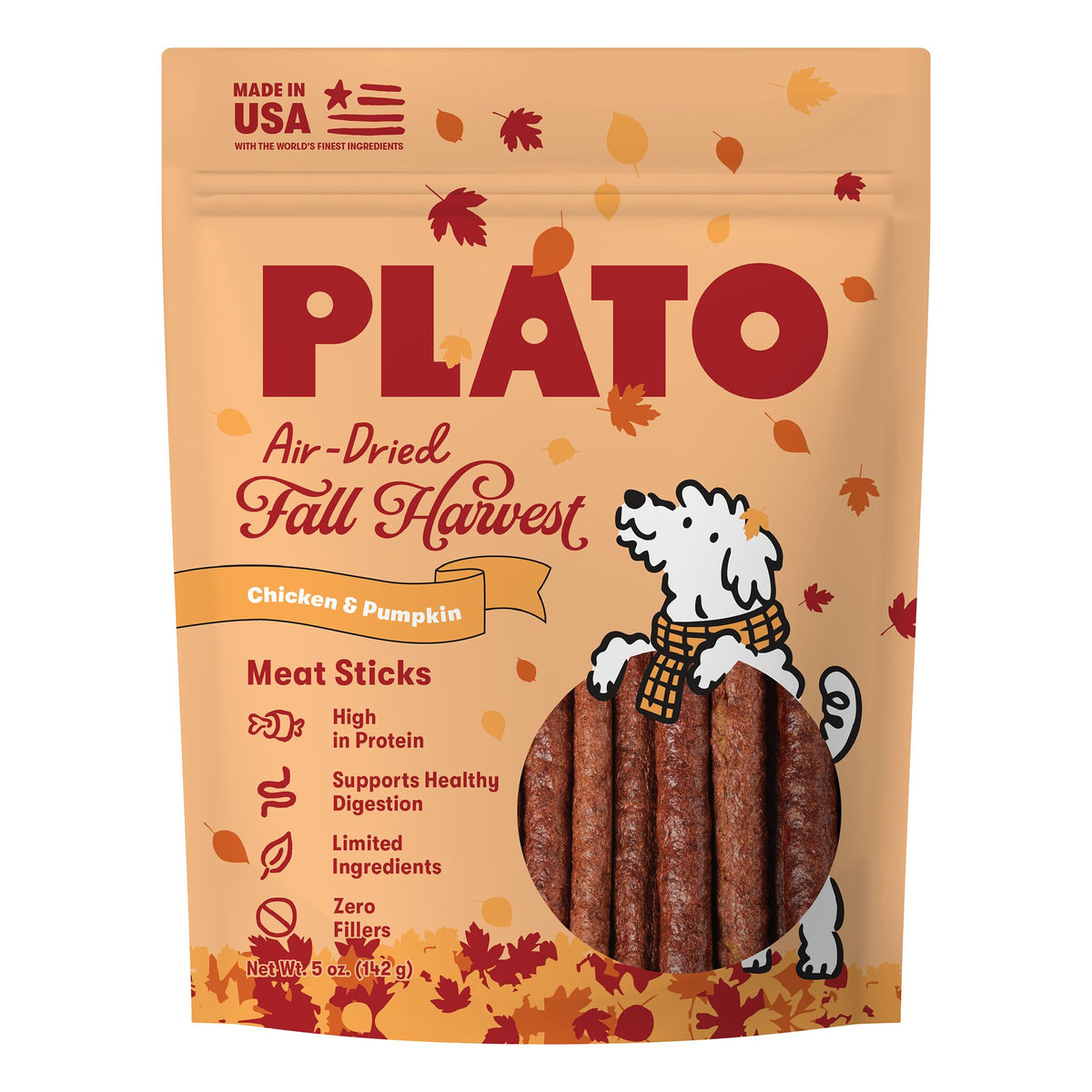 Plato Dog Air Dried Jerky Sticks Fall Harvest Chicken and Pumpkin 5oz