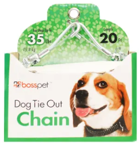 BossPet 20' Dog Tie Out Chain - Up to 35 lbs