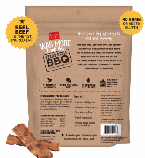 Cloud Star Wag More Bark Less Texas Style BBQ Gourmet Jerkey