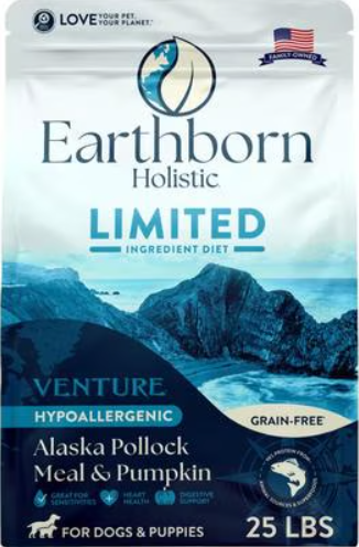 Earthborn Holistic Dog Venture LID Grain Free Alaska Pollock & Pumpkin