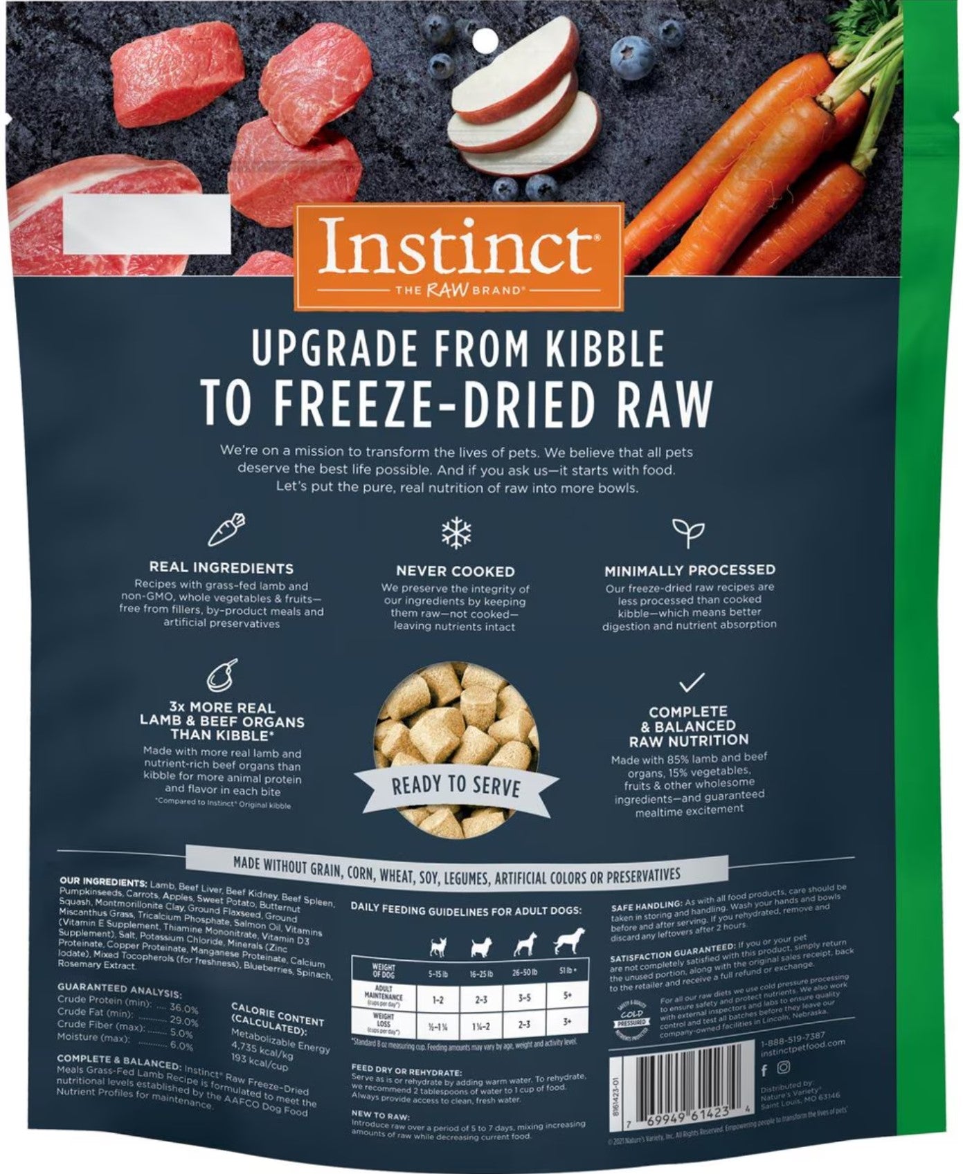 Instinct Raw Meals Grass- Fed Lamb Recipe Grain- Free Freeze Dried Dog Food