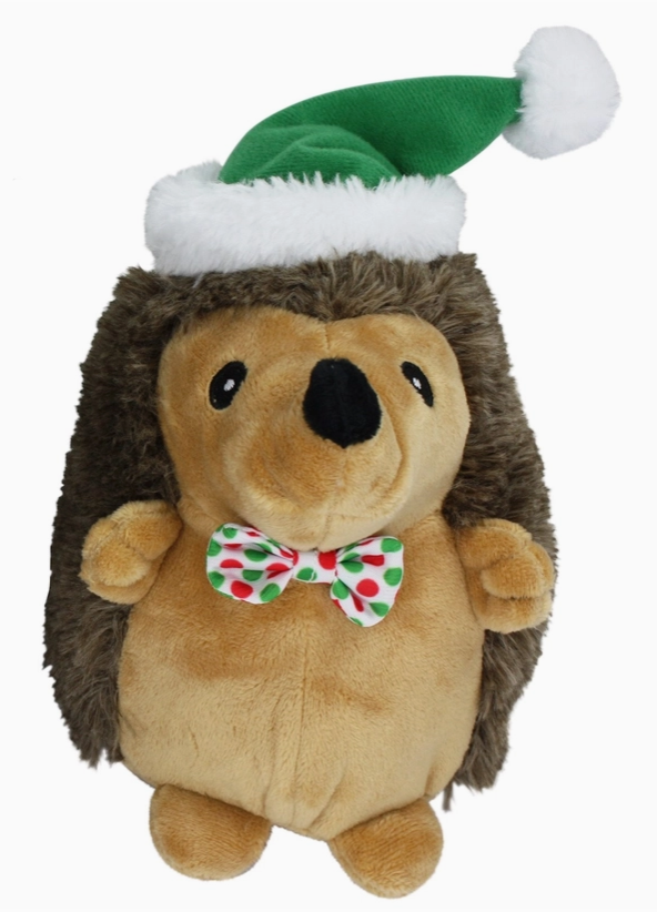 Multipet 8" Hedgehog w/Bowtie & Santa Hat Dog Toy