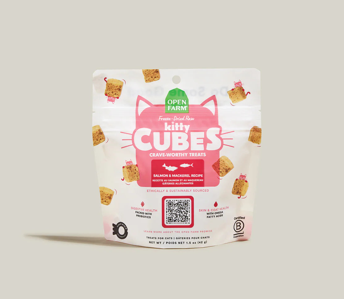 Open Farm Freeze-Dried Salmon & Mackerel Kitty Cube Cat Treats