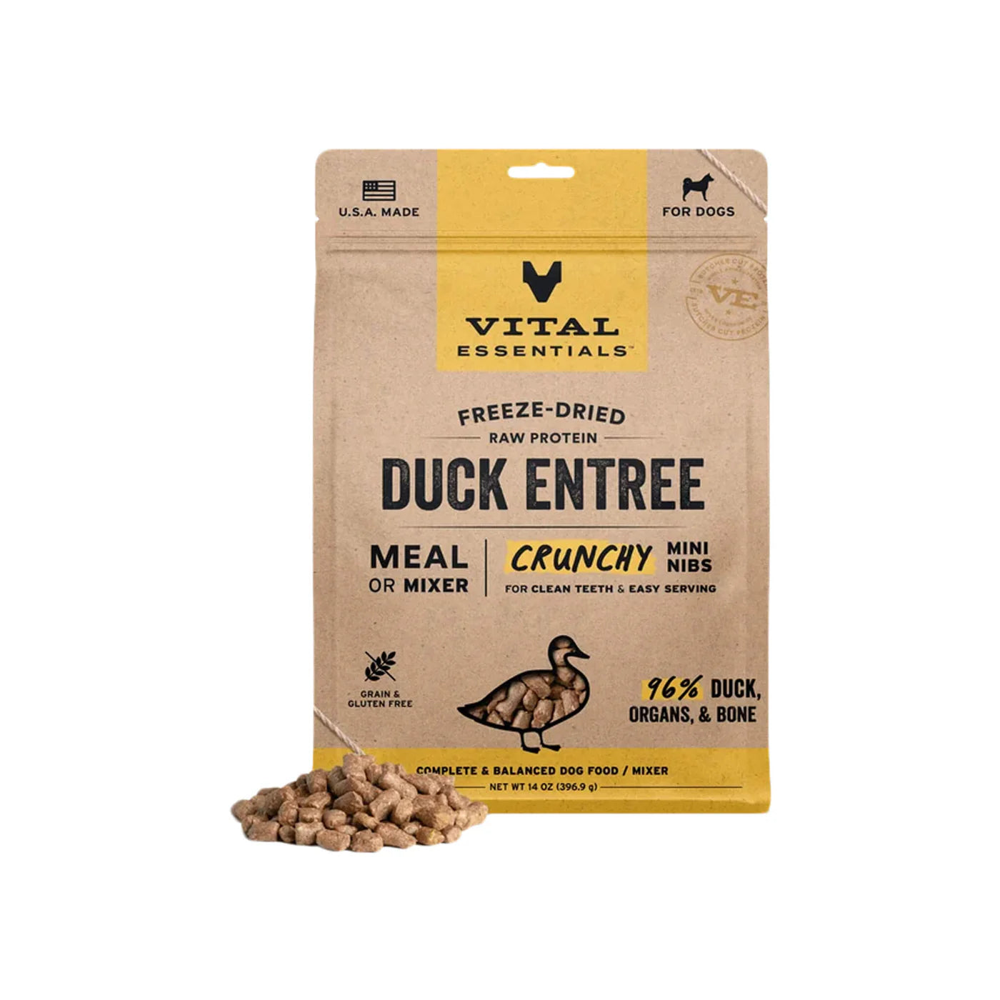 Vital Essentials Freeze-Dried Raw Dog Food Mini Nibs Duck Entree