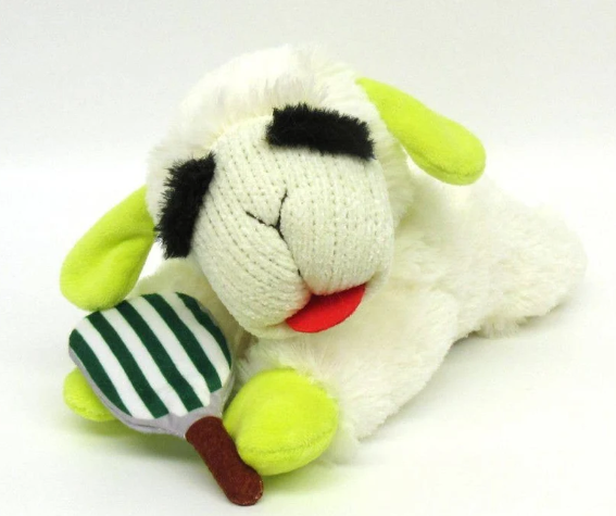 Multipet Lamb Chop Pickleball Plush Dog Toy 10.5"