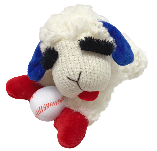 Multipet Baseball Lamb Chop Plush Dog Toy 10.5"