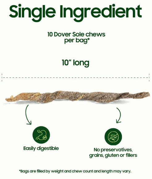 Small Batch Dog Freeze-dried Dover Sole Skin Chews