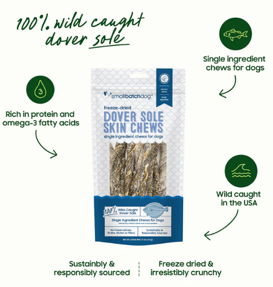 Small Batch Dog Freeze-dried Dover Sole Skin Chews