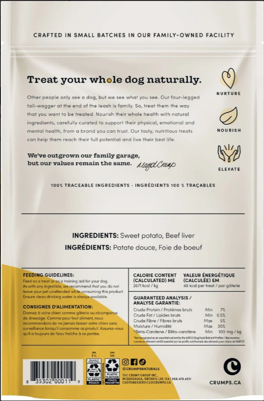 Crumps' Naturals Sweet Potato & Liver Chews