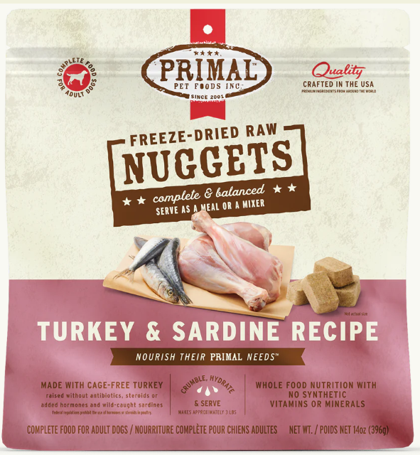 Primal Canine Freeze Dried Turkey/Sardines Nuggets