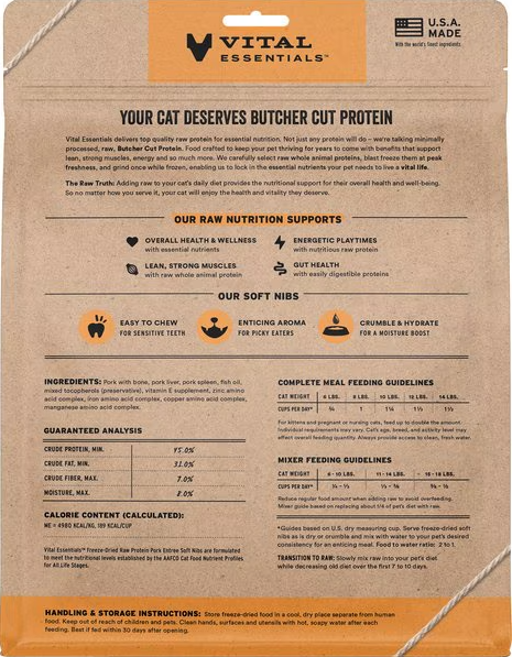 Vital Essentials Cat Soft Nibs Pork Entree