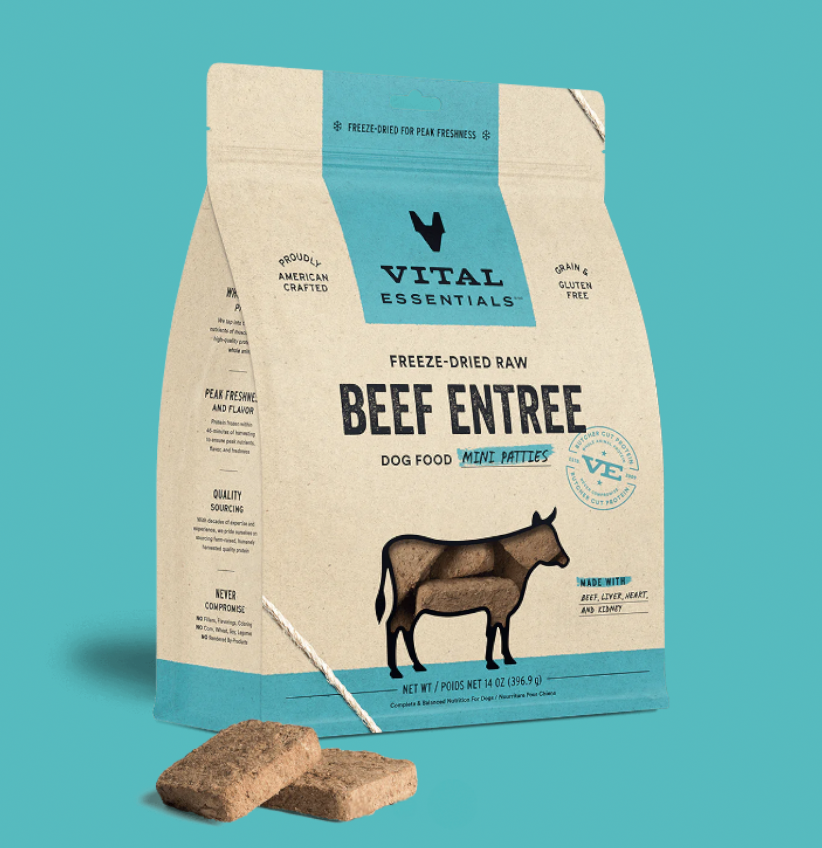 Vital Essentials Freeze-Dried Beef Entree Dog Mini Patties