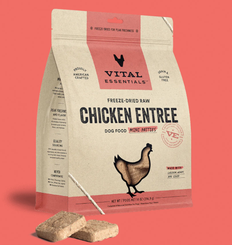 Vital Essentials Freeze-Dried Chicken Entree Dog Mini Patties