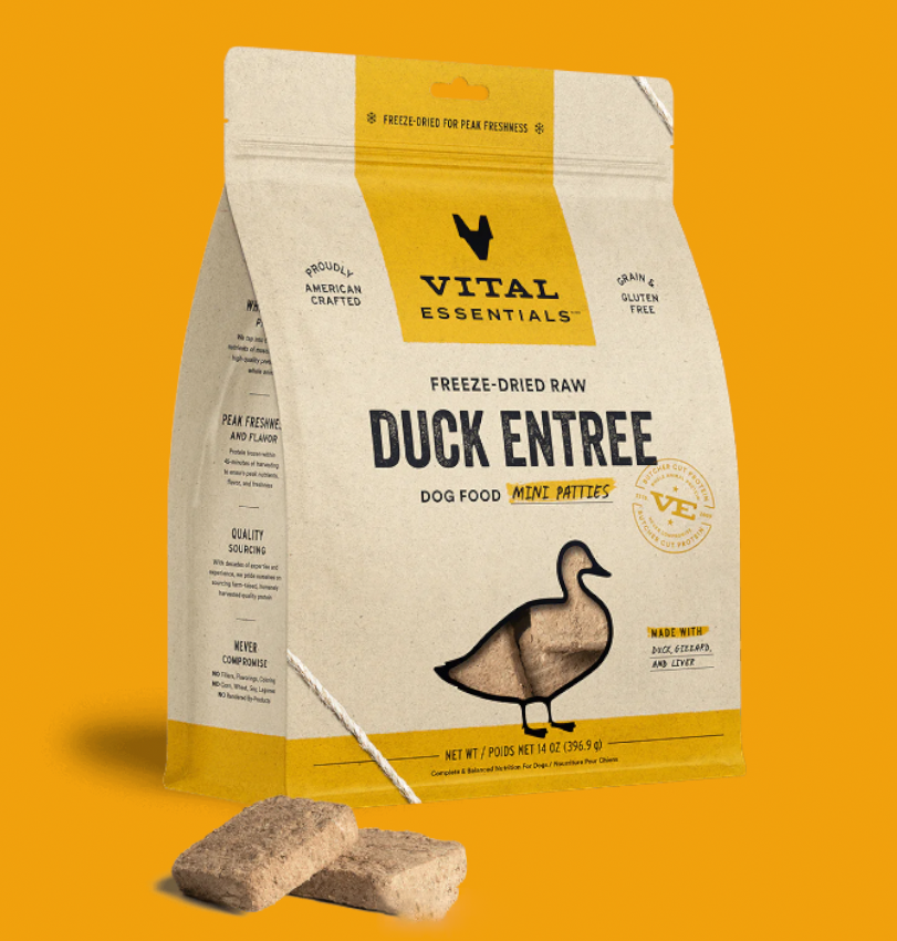 Vital Essentials Freeze-Dried Duck Entree Dog Mini Patties