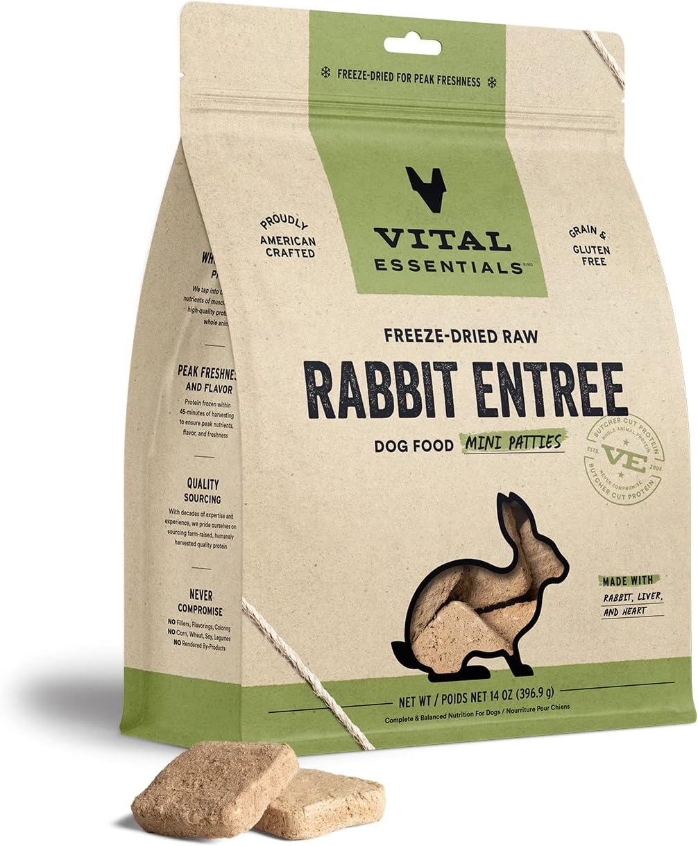 Vital Essentials Freeze-Dried Rabbit Entree Dog Mini Patties