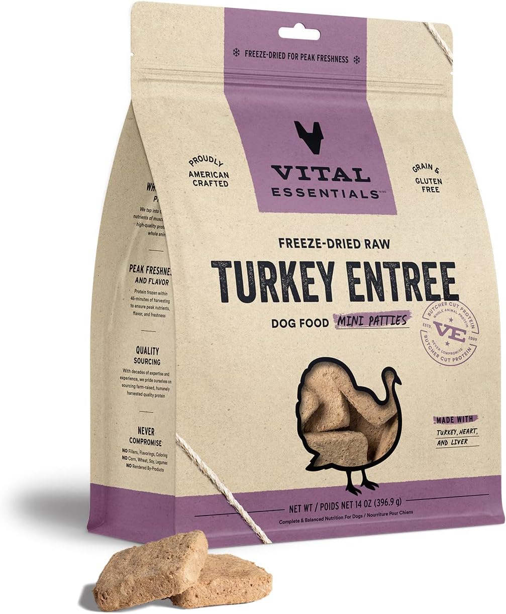 Vital Essentials Freeze-Dried Turkey Entree Dog Mini Patties