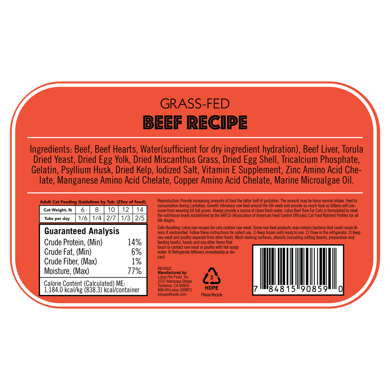 Lotus Raw Beef Frozen Cat Food
