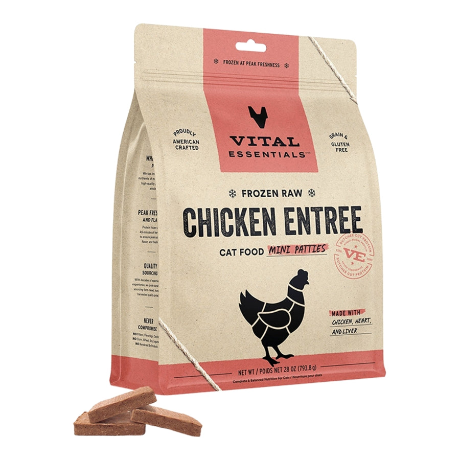 Vital Essentials Frozen Chicken Entree Mini Patties Cat Food 28oz