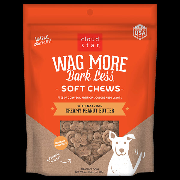 Cloud Star Wag More Bark Less Grain Free Soft Chews Peanut Butter 6 oz