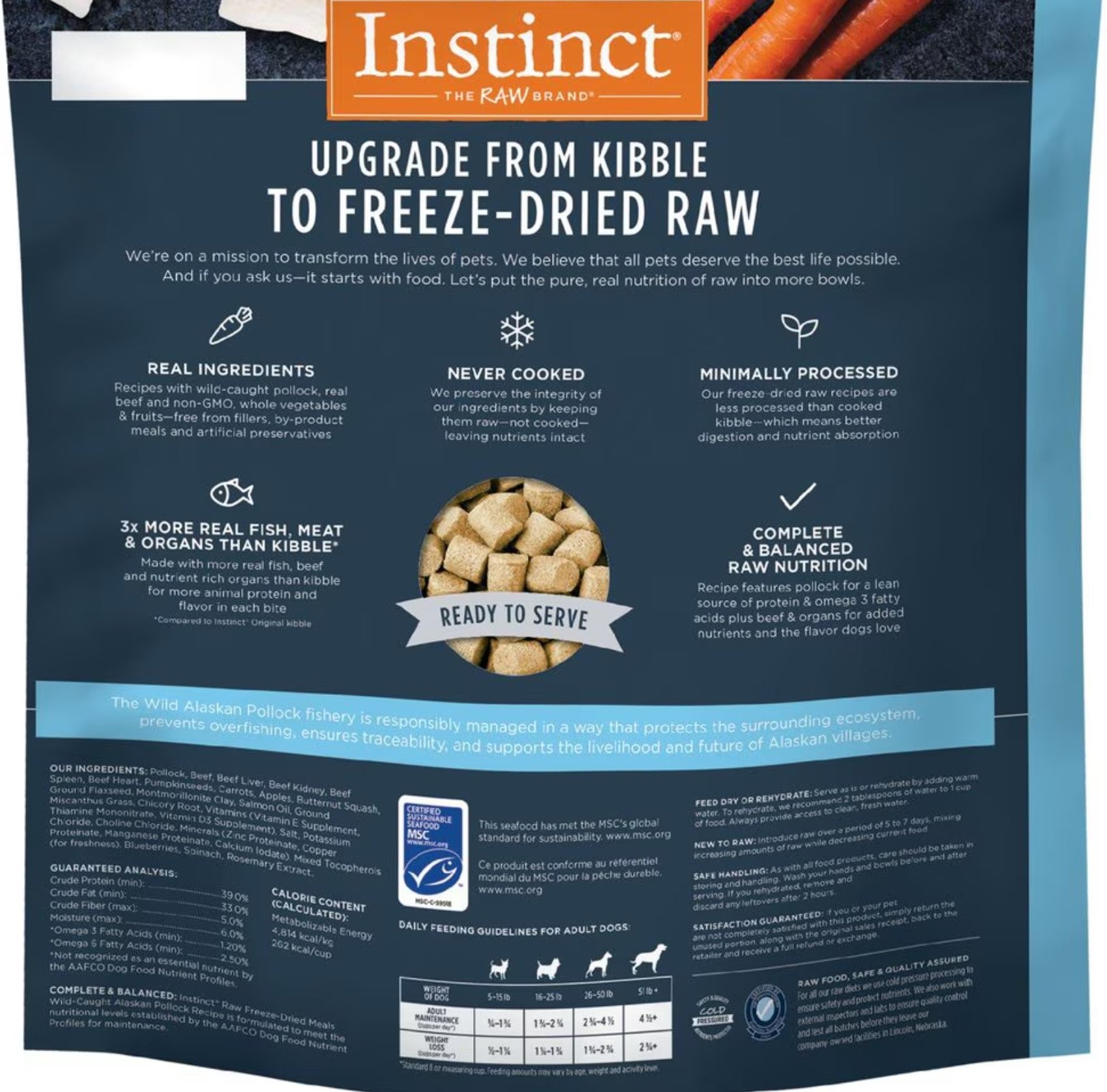Instinct Raw Meals Wild- Caught Alaskan Pollock Recipe Grain- Free Freeze Dried Dog Food