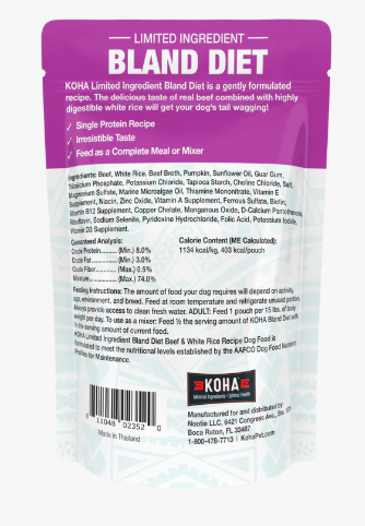 Koha Limited Ingredient Bland Diet - Beef & White Rice w/ Pumpkin