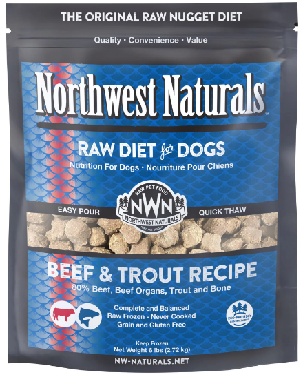 Northwest Naturals Frozen Beef & Trout - 6 lb Nuggets