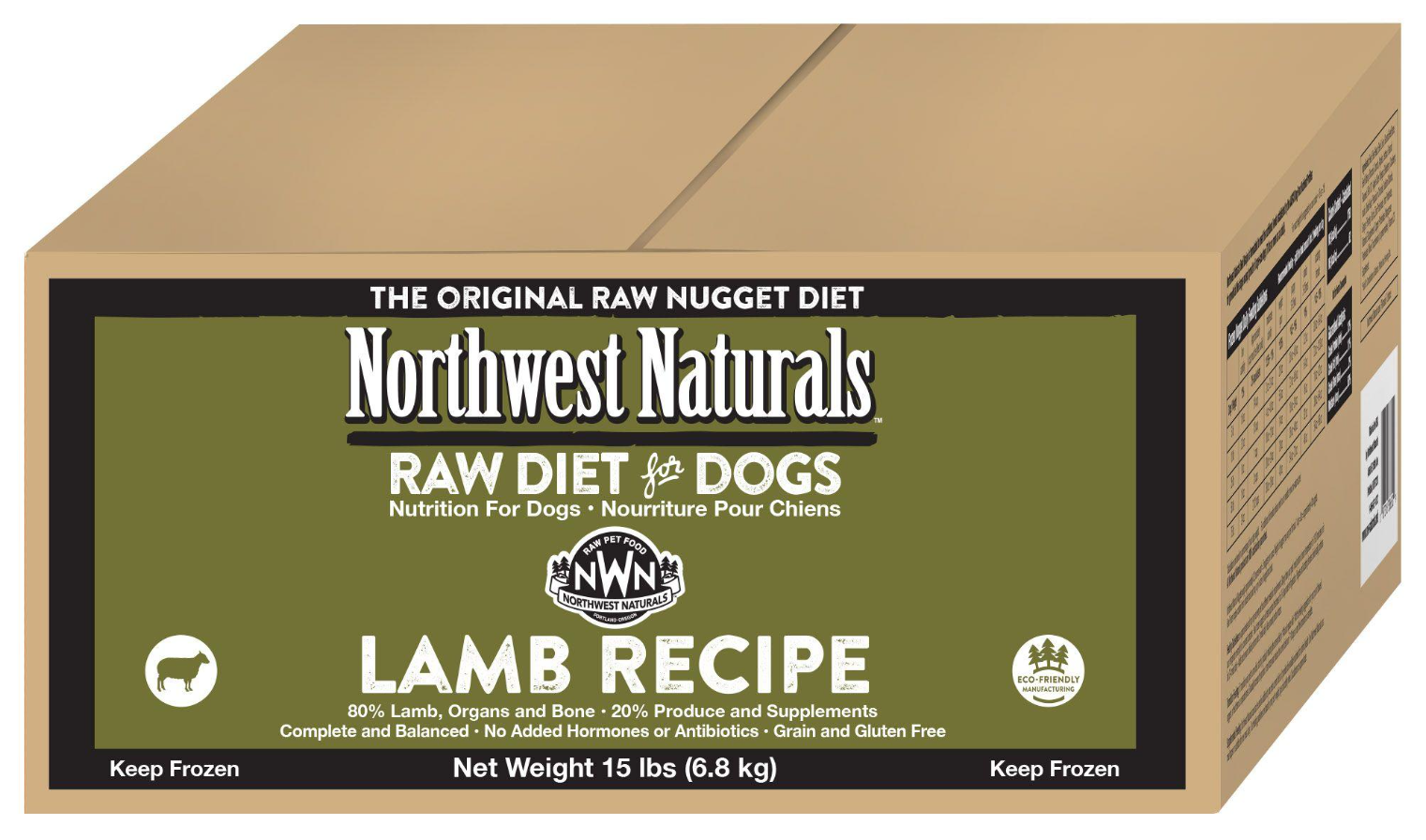 Northwest Naturals Frozen Lamb - 5 lb Rolls 15 lb Case