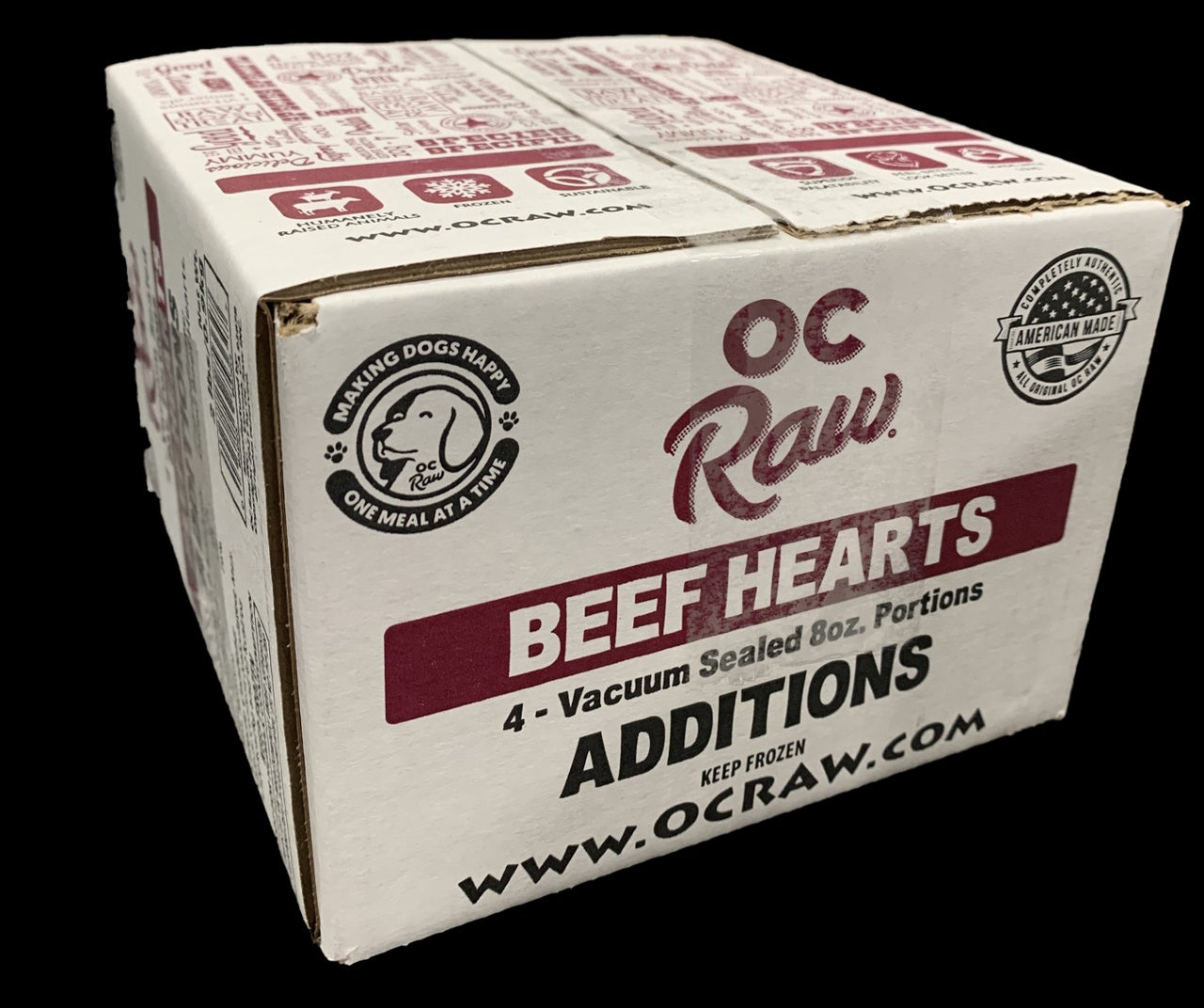 OC Raw Frozen Beef Hearts - 2lb Box