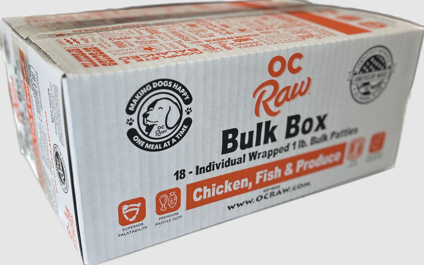 OC Raw Chicken, Fish & Produce Patties - 18 lb Case