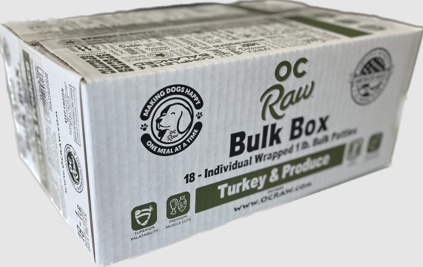 OC Raw Turkey & Produce - 18 lb Case