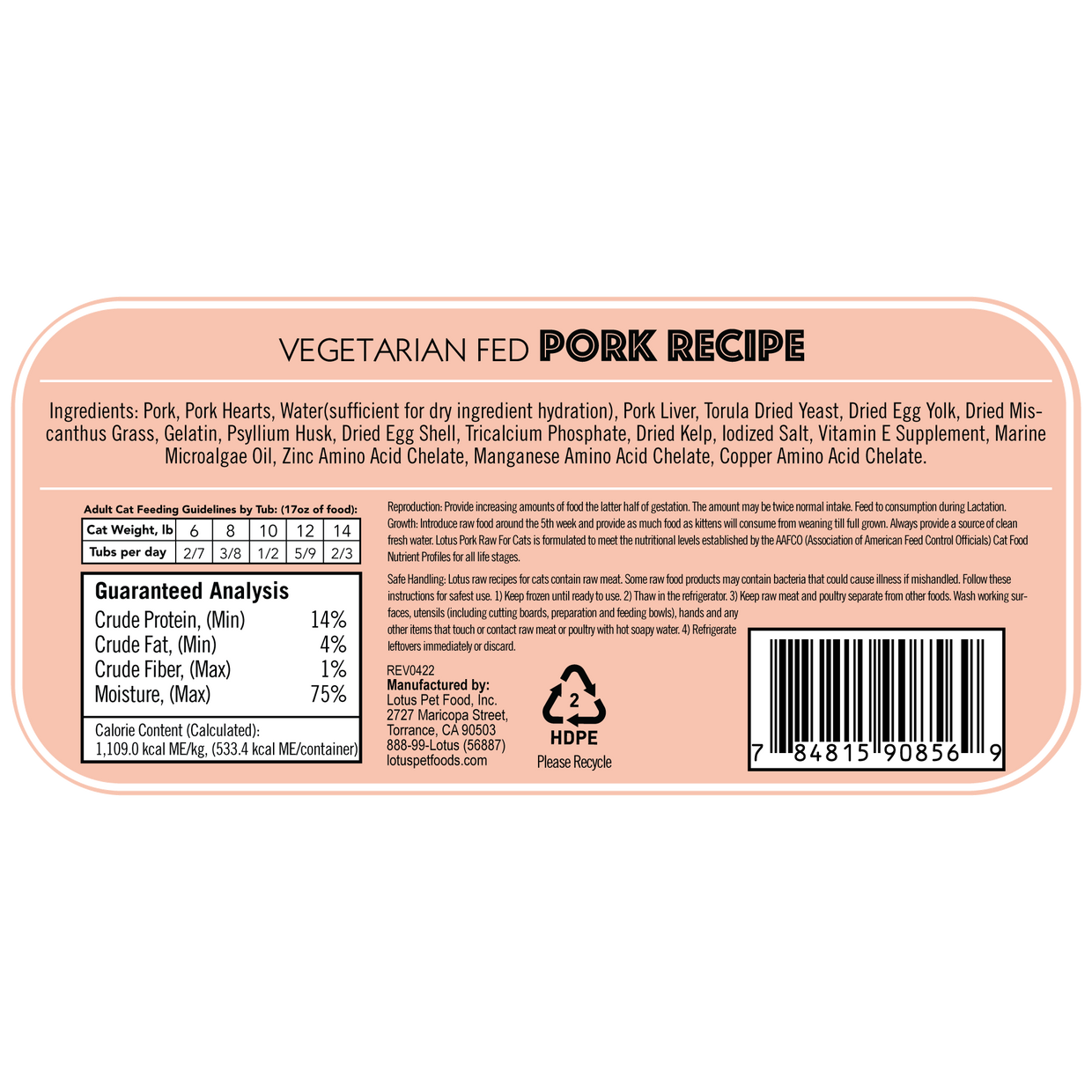Lotus Raw Pork Frozen Cat Food