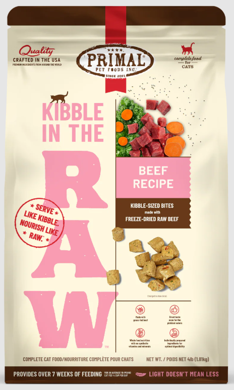 Primal Kibble In The Raw Beef Cat
