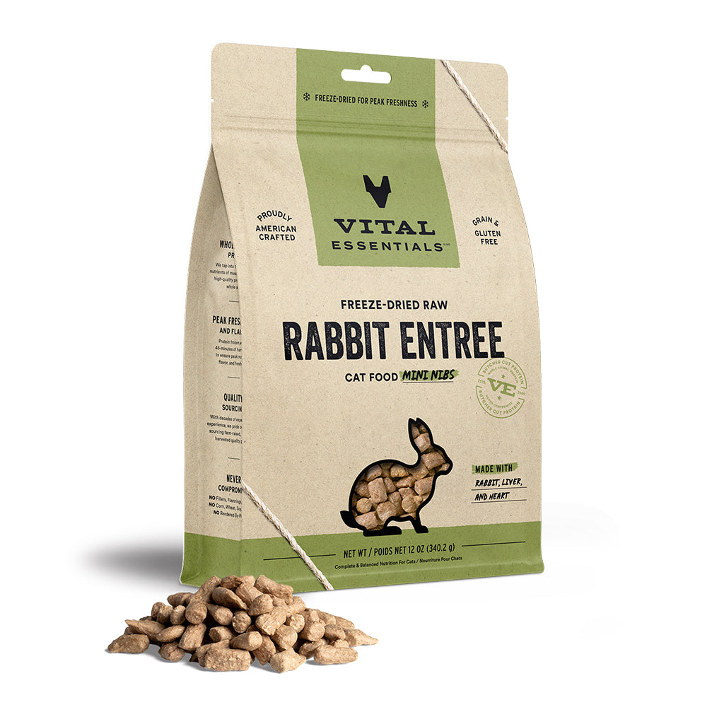 Vital Essentials Freeze-Dried Raw Cat Mini Nibs Rabbit Entree