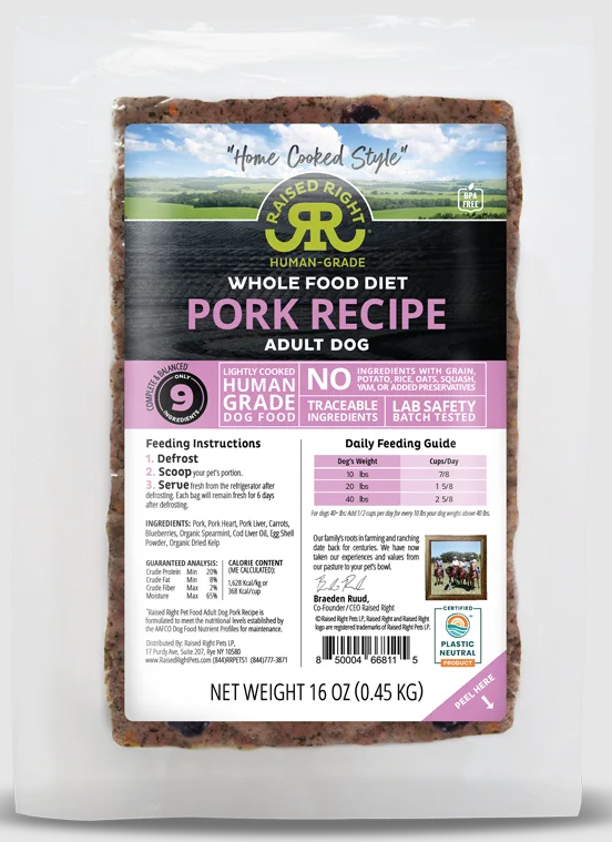 Raised Right Pork Adult Dog Recipe