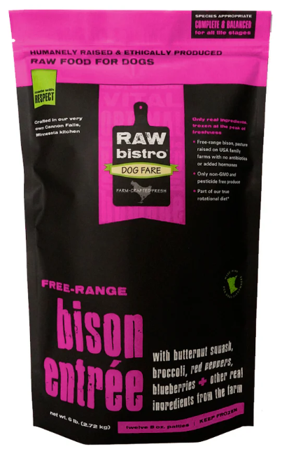 Raw Bistro Bison Patties - 6 lb Bag